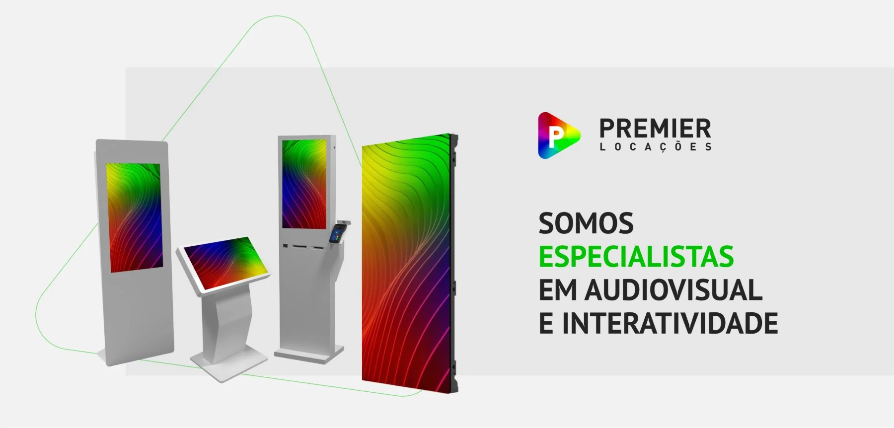 Premier Locações, peça institucional, somos especialistas em audiovisual e interatividade