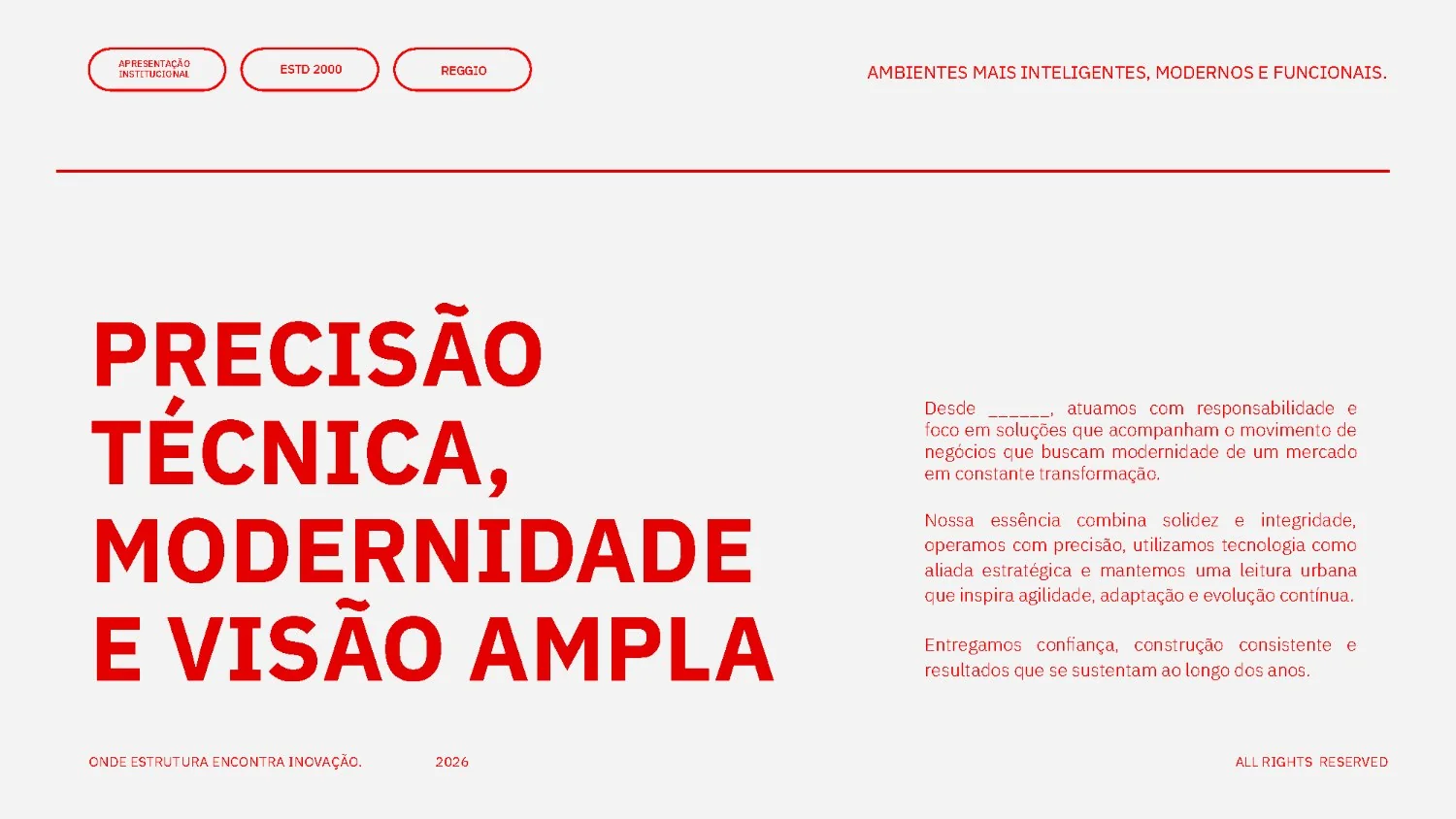 Reggio, apresentação institucional