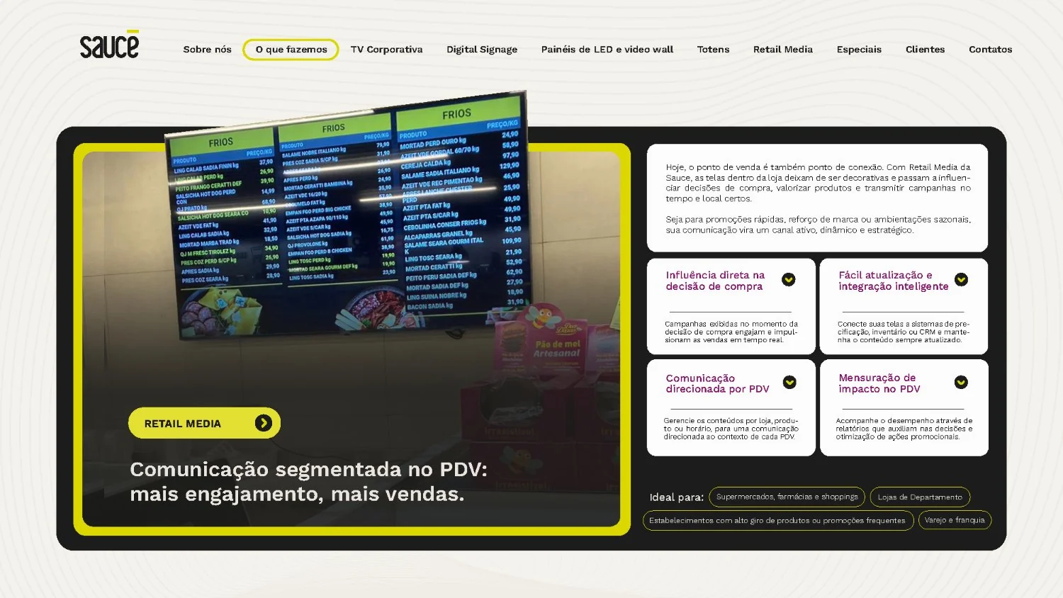 Sauce, apresentação de serviços, página 10