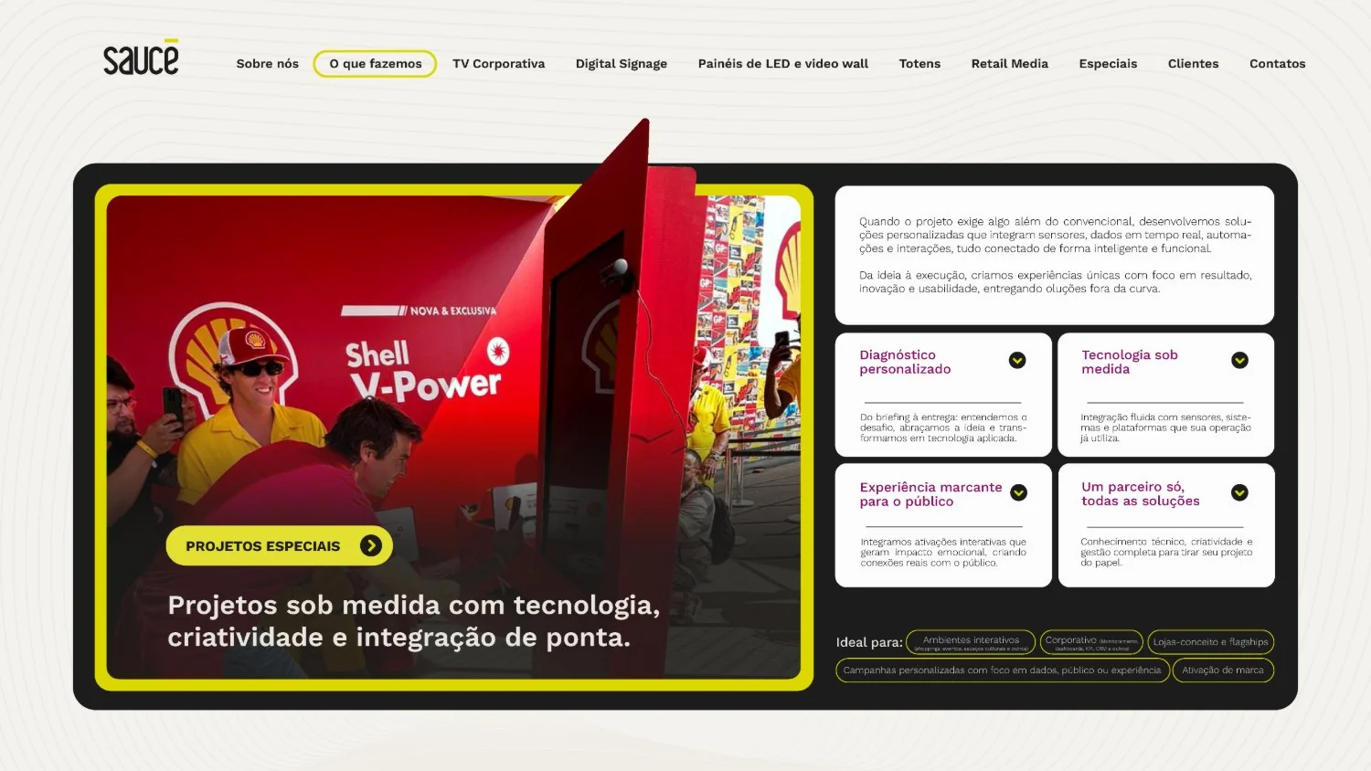 Sauce, apresentação de serviços, página 11