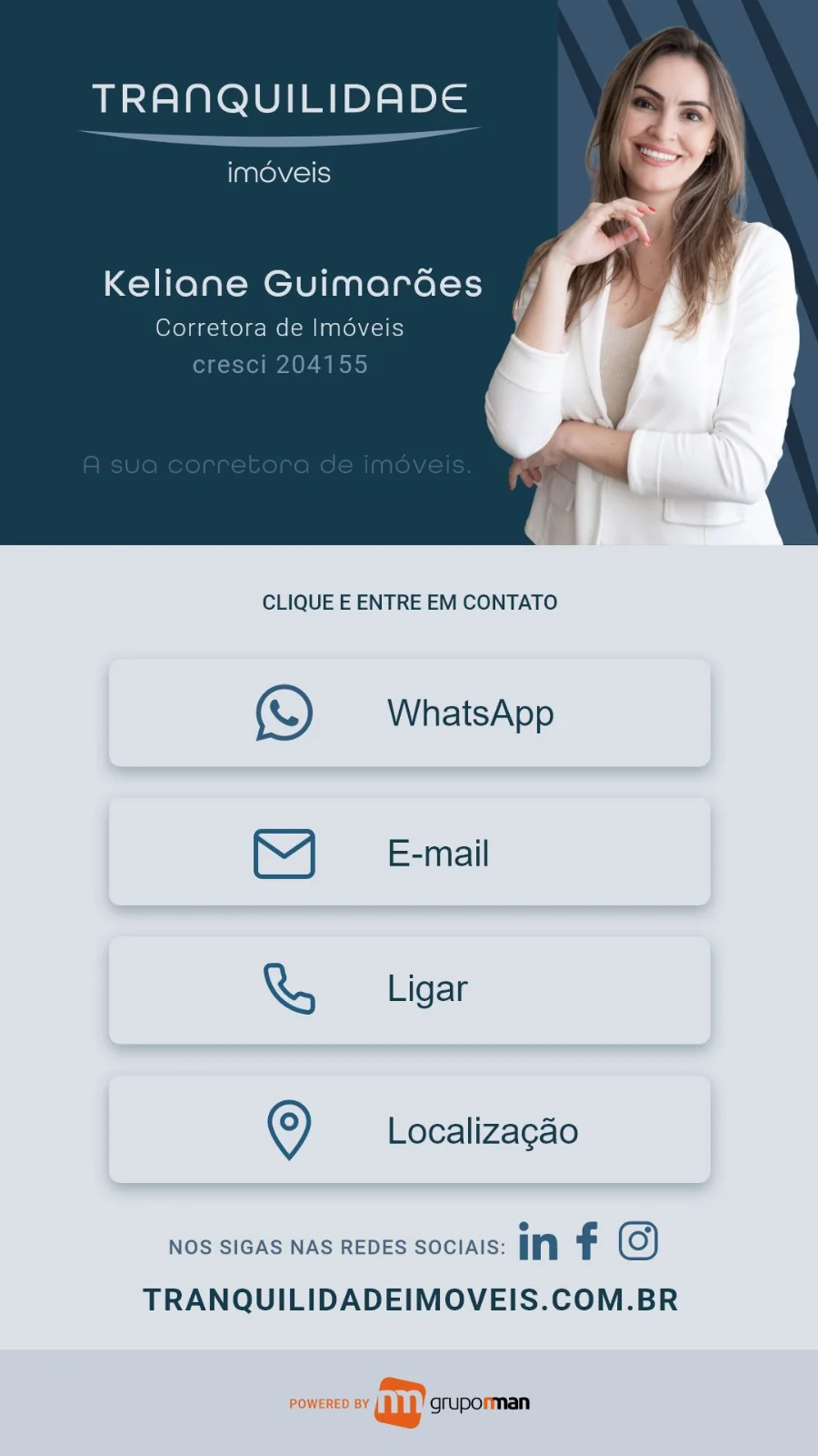 Tranquilidade Imóveis, cartão de visita digital
