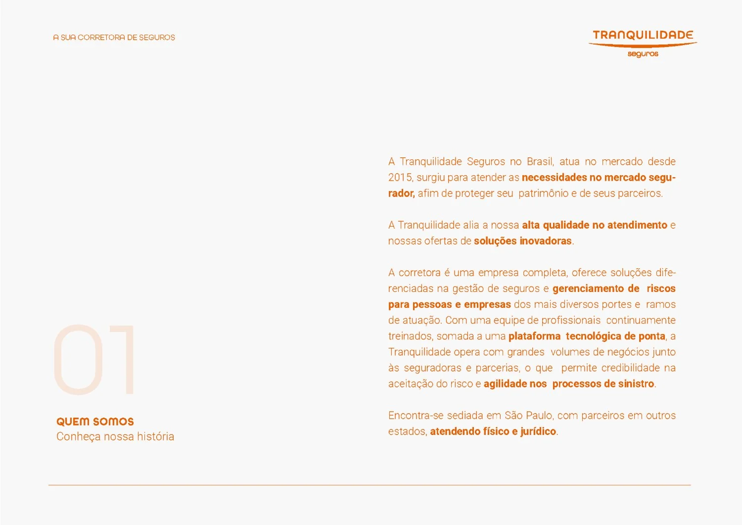 Tranquilidade Seguros, apresentação institucional